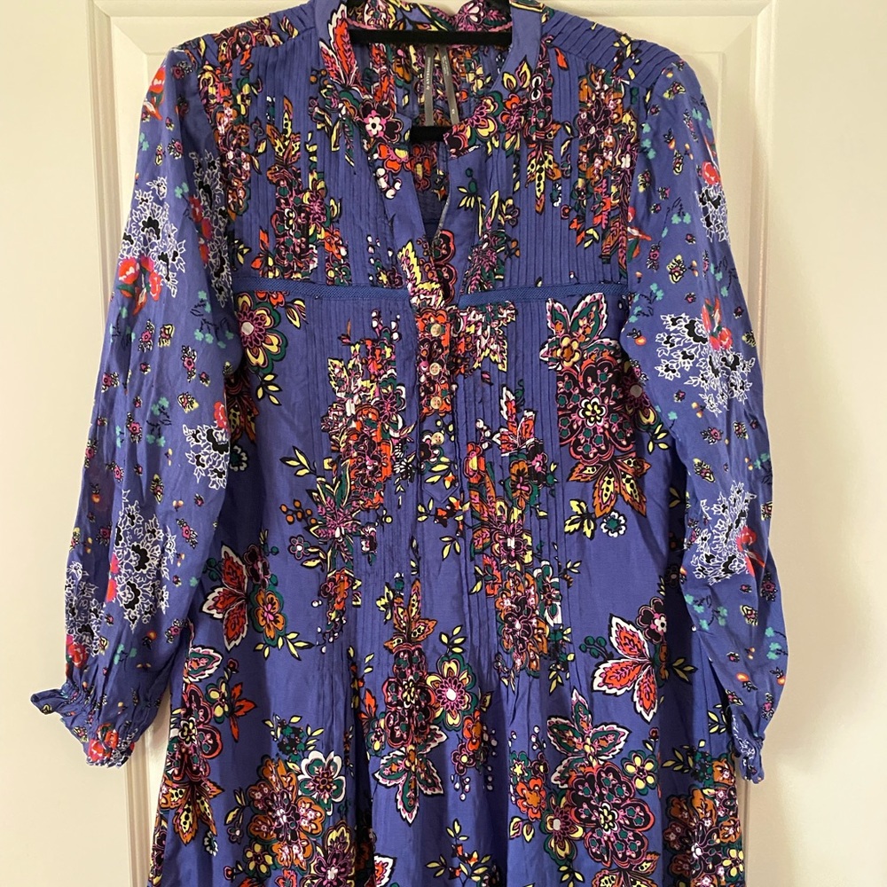 Anthropologie Floral Mini Dress Long Sleeve